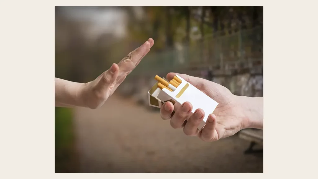 A man who says no to the offer of a cigarette