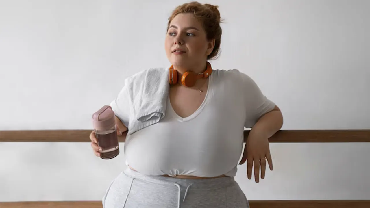 A woman preparing herself for weight loss surgery.