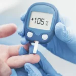 A man taking a diabetes test