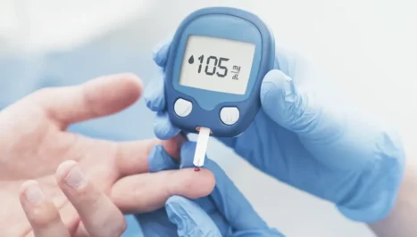 A man taking a diabetes test
