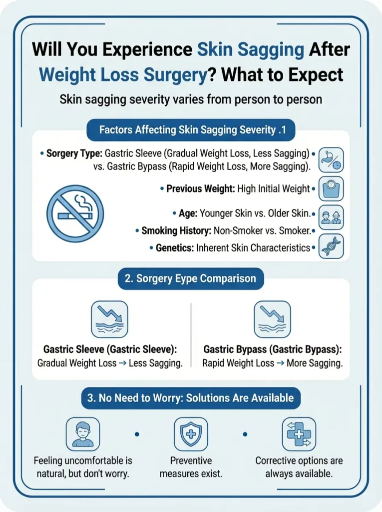 Infographic on the causes of sagging skin after weight loss surgery